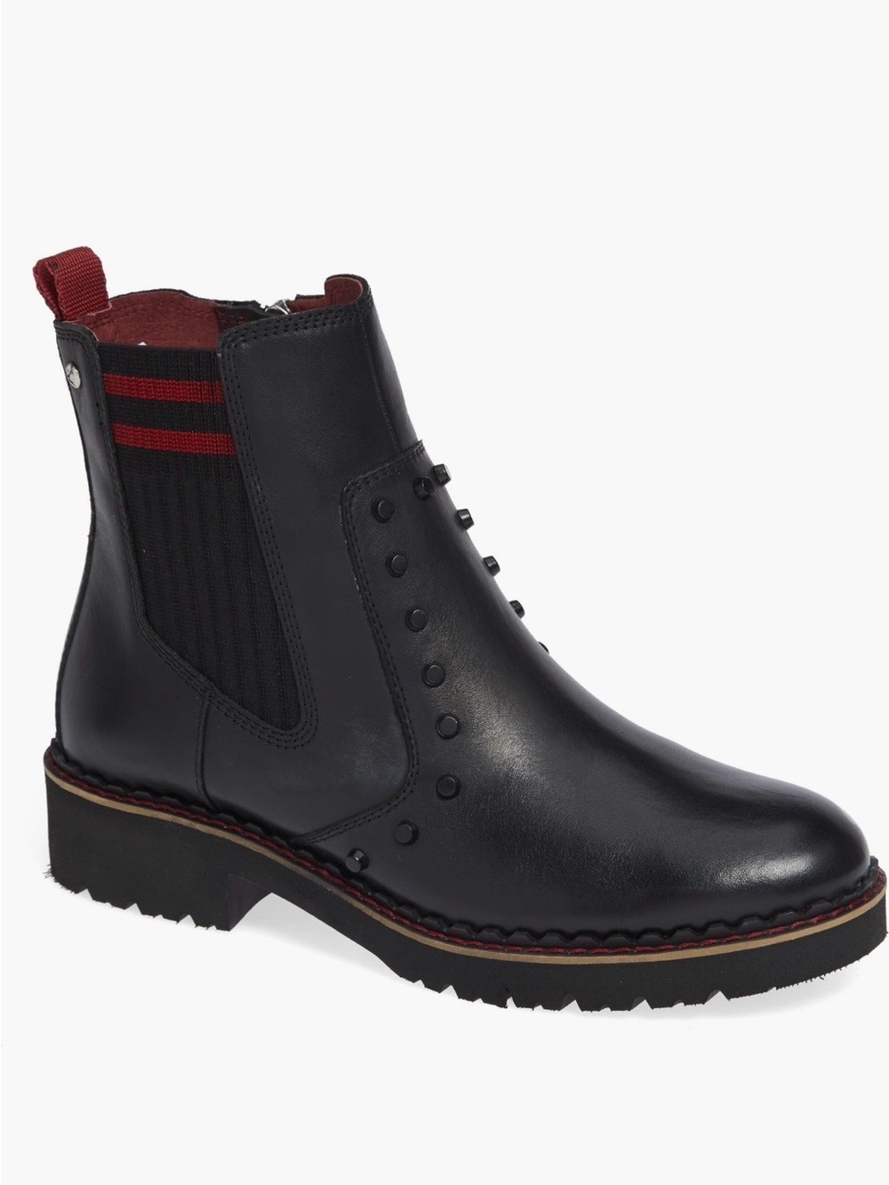 Pikolinos Vicar Chelsea Black Leather Side Zip Studded Ankle Boots EU 40